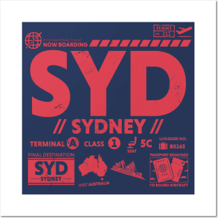 Vintage Sydney SYD Airport Code Travel Day Retro Travel Tag Australia Posters and Art